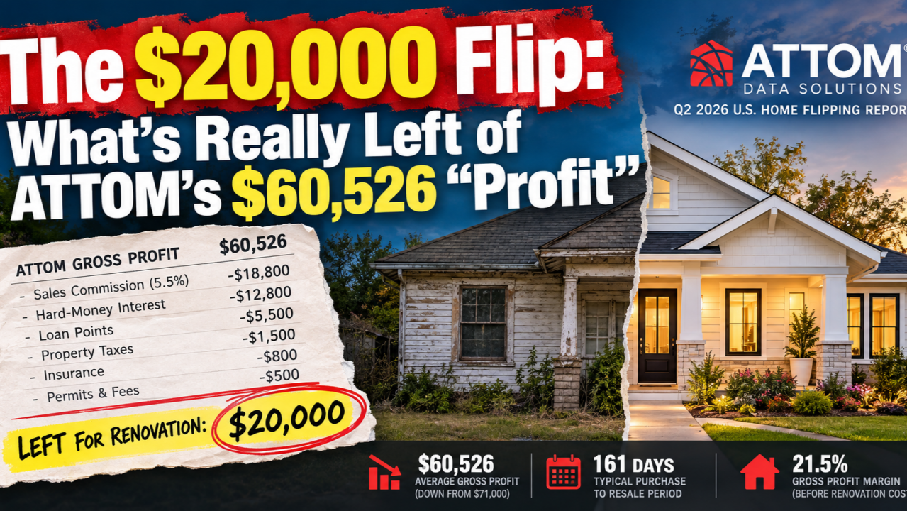 Original LinkedIn cover graphic for Home Flipping Report: What's Really Left of ATTOM's $60,526 "Profit"