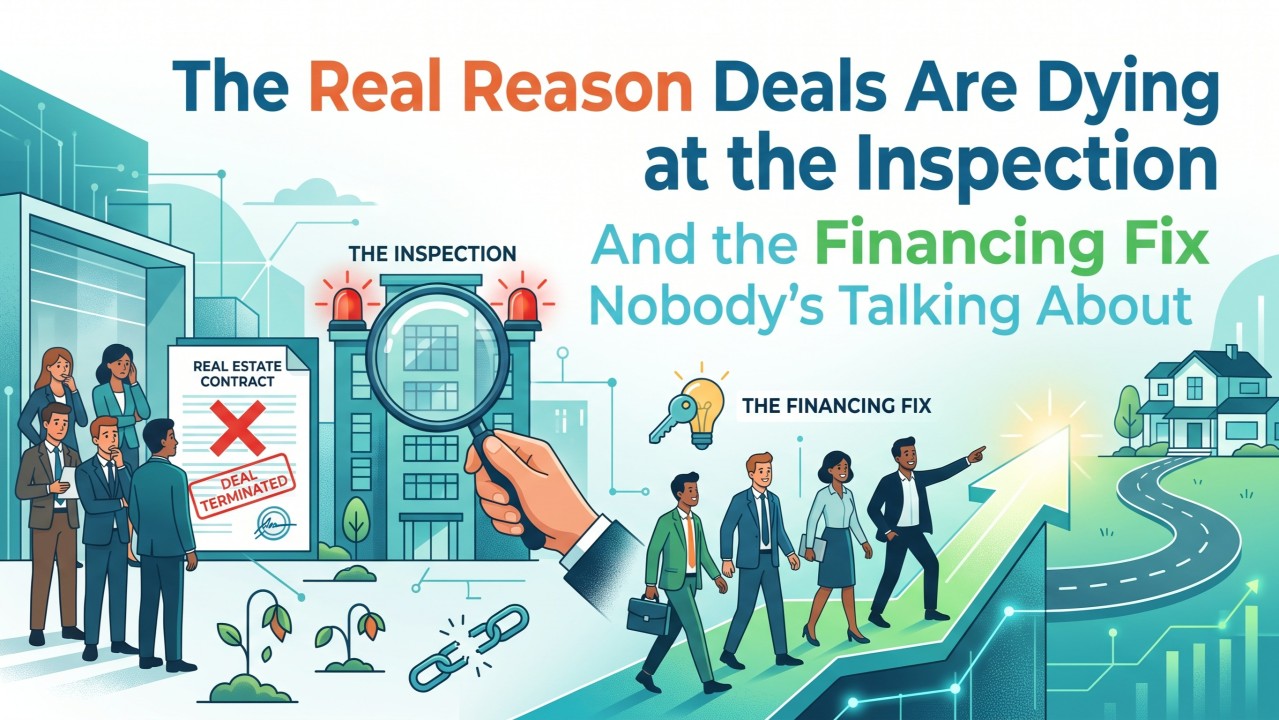 Original LinkedIn cover graphic for The Real Reason Deals Are Dying at the Inspection And the Financing Fix Nobody's Talking About