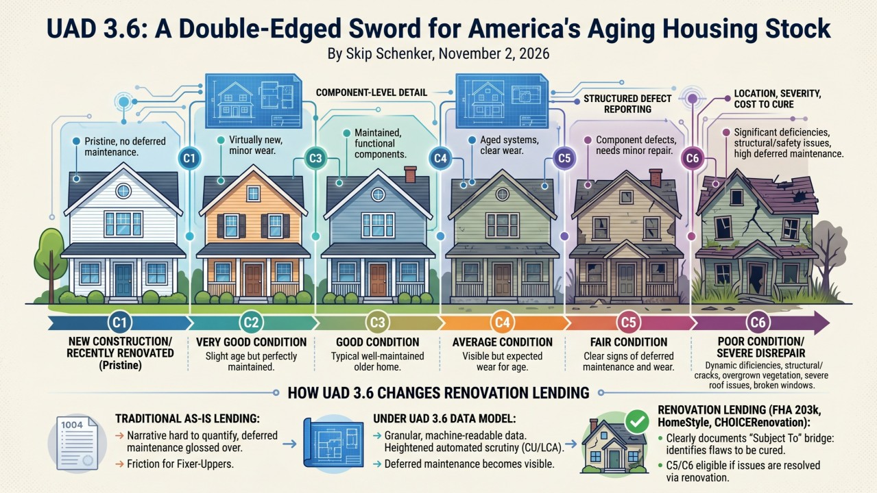 Original LinkedIn cover graphic for UAD 3.6 = Renovation Loan Gold Rush?